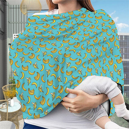 Turquoise Banana Pattern Print Baby Seat Cover