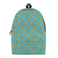 Turquoise Banana Pattern Print School Backpack