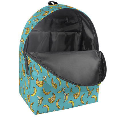 Turquoise Banana Pattern Print Backpack