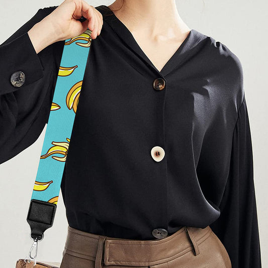 Turquoise Banana Pattern Print Bag Strap