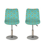 Turquoise Banana Pattern Print Bar Stool Covers