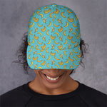 Turquoise Banana Pattern Print Baseball Cap