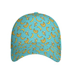 Turquoise Banana Pattern Print Baseball Cap