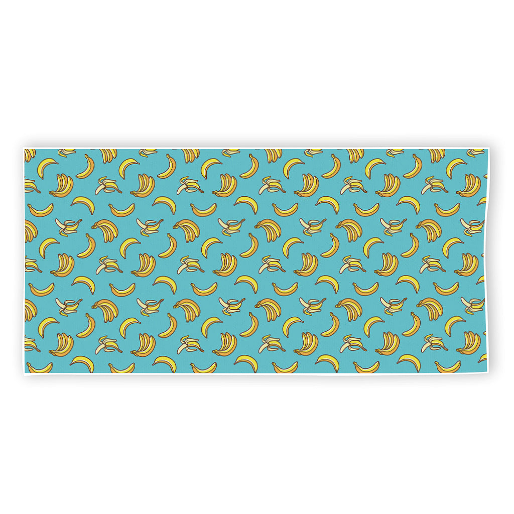 Turquoise Banana Pattern Print Beach Towel