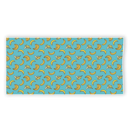 Turquoise Banana Pattern Print Beach Towel