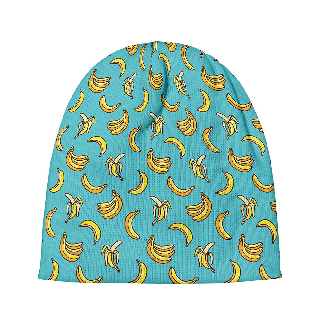 Turquoise Banana Pattern Print Beanie