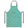 Turquoise Banana Pattern Print Bib Apron With Pocket