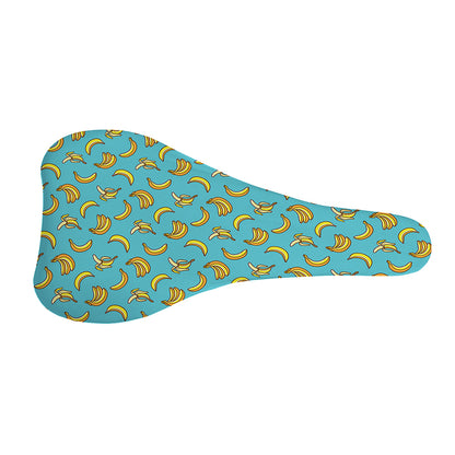 Turquoise Banana Pattern Print Bicycle Seat Cover