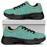 Turquoise Banana Pattern Print Black Chunky Shoes