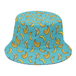 Turquoise Banana Pattern Print Bucket Hat