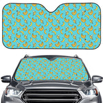 Turquoise Banana Pattern Print Car Windshield Sun Shade