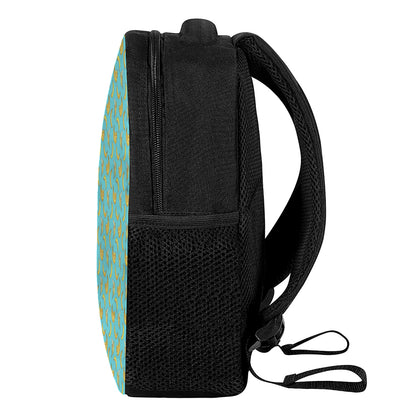 Turquoise Banana Pattern Print Casual Backpack