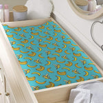 Turquoise Banana Pattern Print Changing Pad Cover