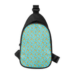 Turquoise Banana Pattern Print Chest Bag