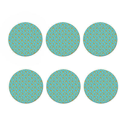 Turquoise Banana Pattern Print Coaster Set
