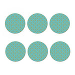 Turquoise Banana Pattern Print Coaster Set