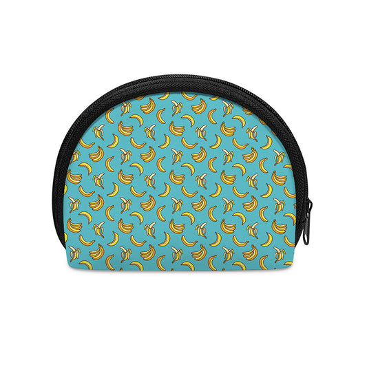 Turquoise Banana Pattern Print Coin Purse