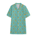 Turquoise Banana Pattern Print Cotton Hawaiian Shirt