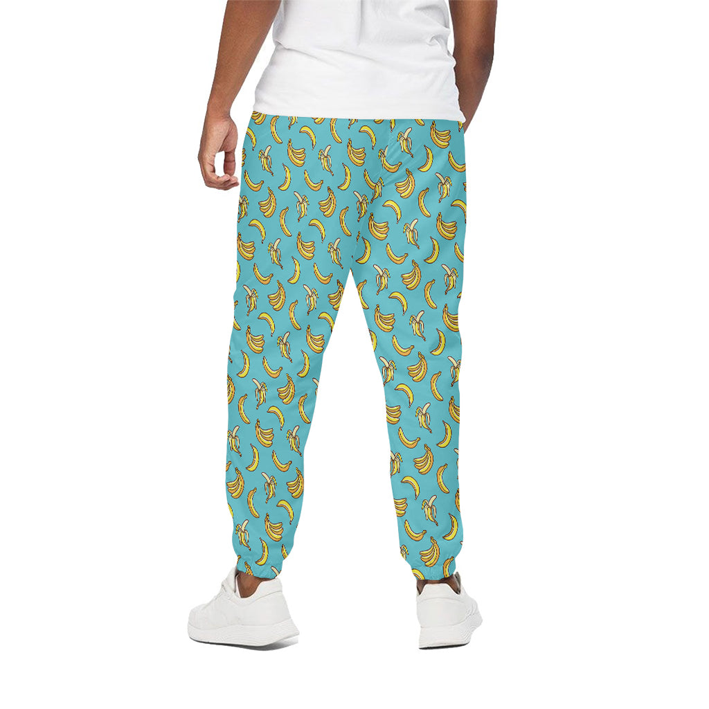 Turquoise Banana Pattern Print Cotton Pants