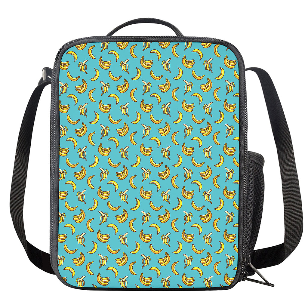 Turquoise Banana Pattern Print Crossbody Lunch Bag