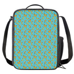 Turquoise Banana Pattern Print Crossbody Lunch Bag