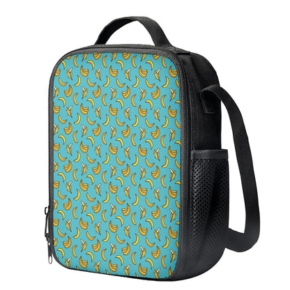 Turquoise Banana Pattern Print Crossbody Lunch Bag