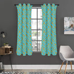 Turquoise Banana Pattern Print Curtain