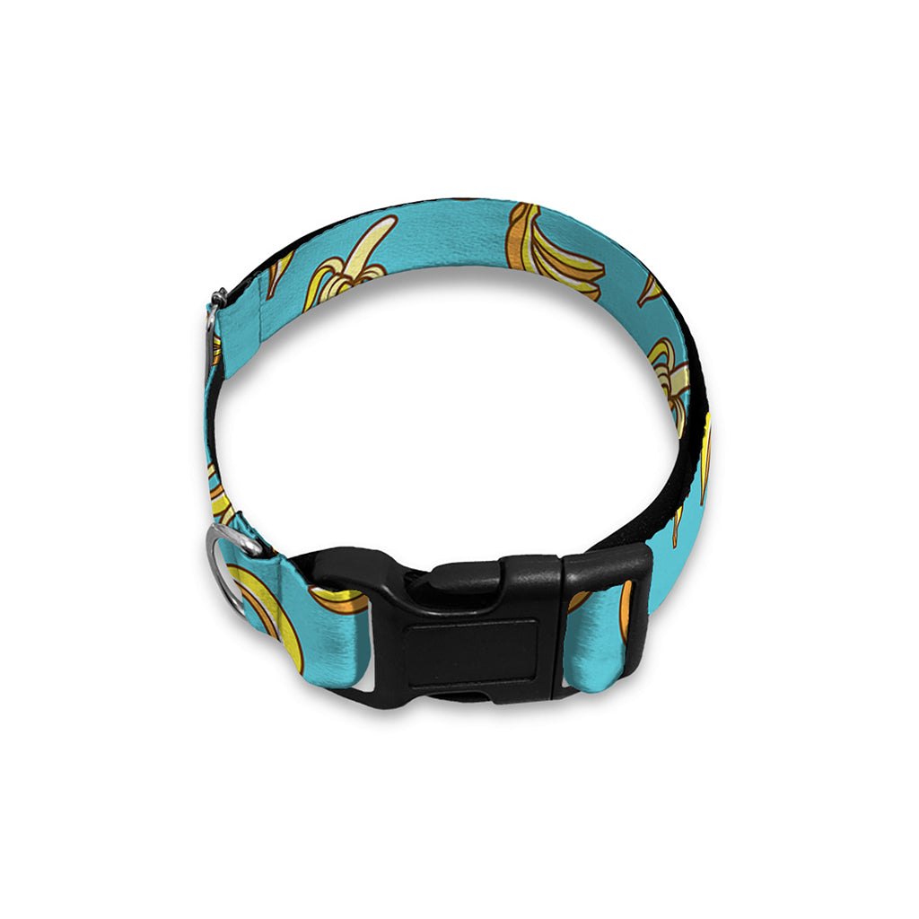 Turquoise Banana Pattern Print Dog Collar
