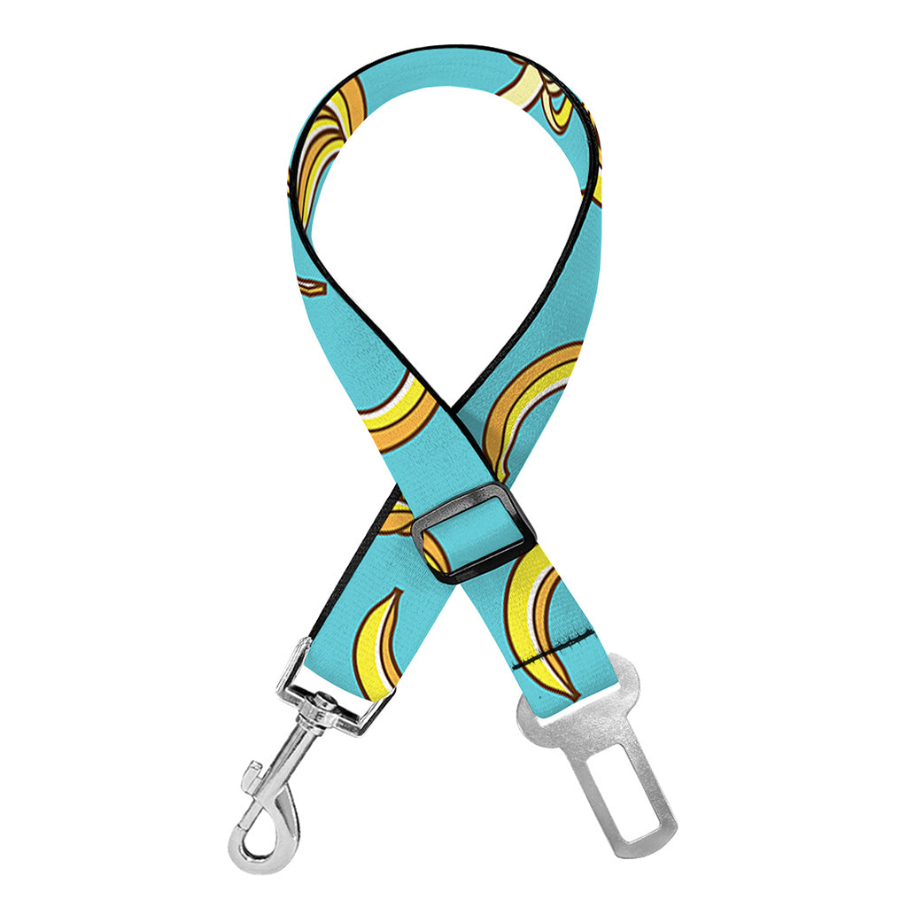 Turquoise Banana Pattern Print Dog Seat Belt