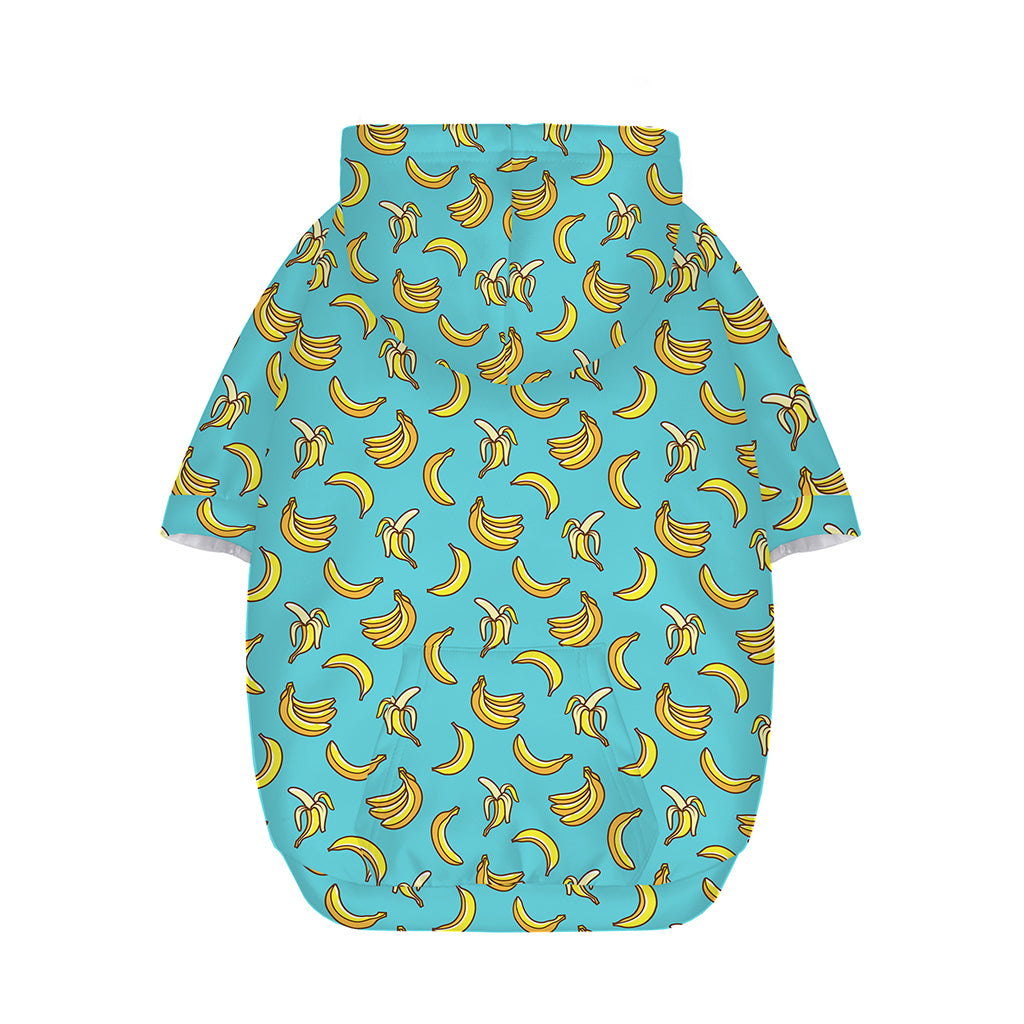 Turquoise Banana Pattern Print Dog Zip Up Hoodie