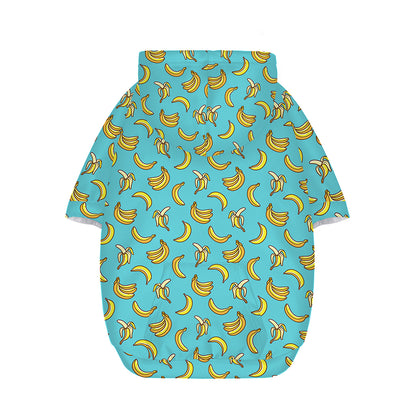Turquoise Banana Pattern Print Dog Zip Up Hoodie