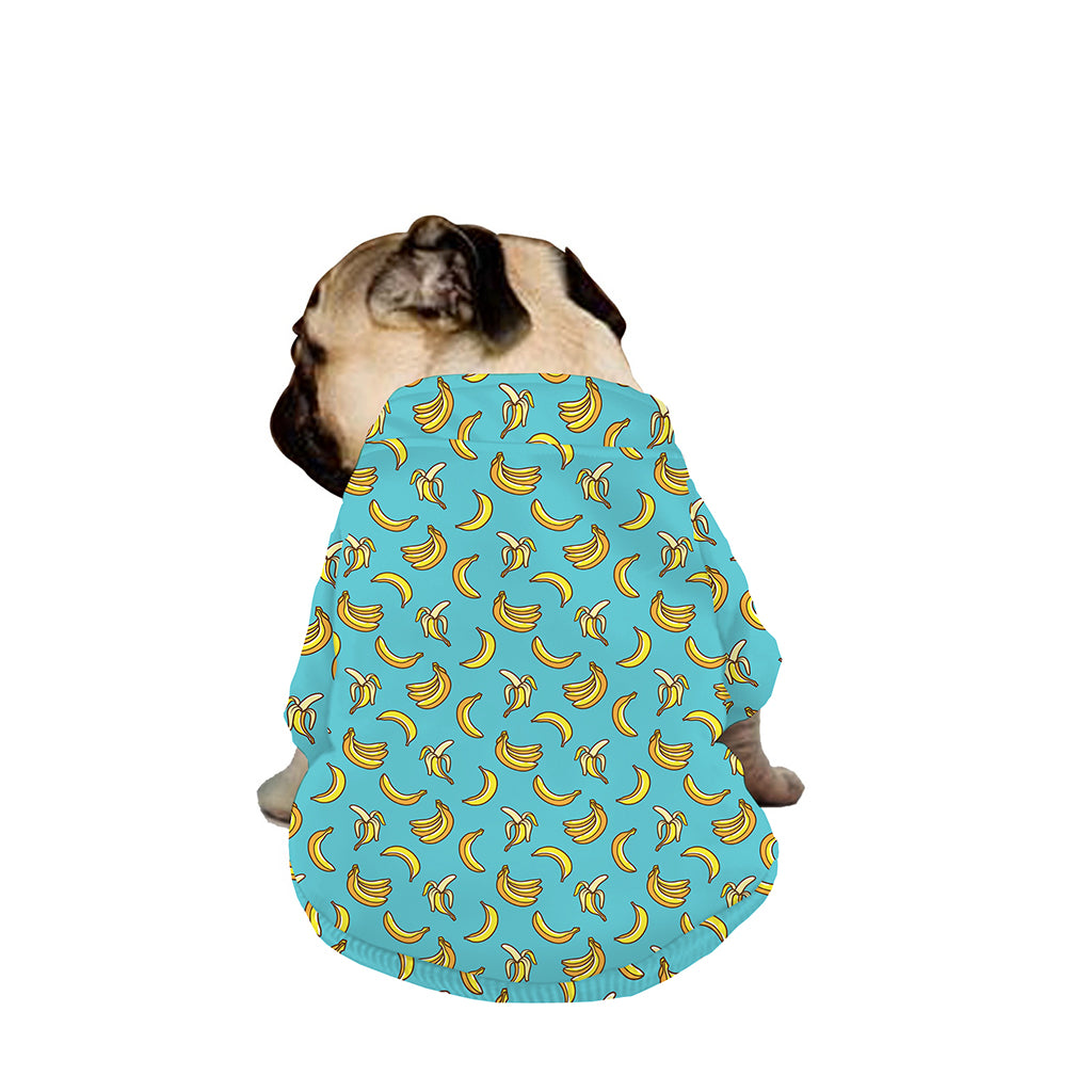 Turquoise Banana Pattern Print Dog Zip Up Jacket