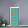 Turquoise Banana Pattern Print Door Sticker