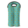 Turquoise Banana Pattern Print Double Neoprene Wine Tote