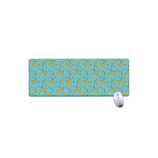 Turquoise Banana Pattern Print Extended Mouse Pad