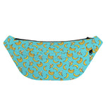 Turquoise Banana Pattern Print Fanny Pack
