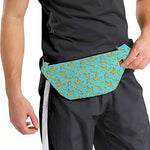 Turquoise Banana Pattern Print Fanny Pack