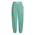 Turquoise Banana Pattern Print Fleece Lined Knit Pants