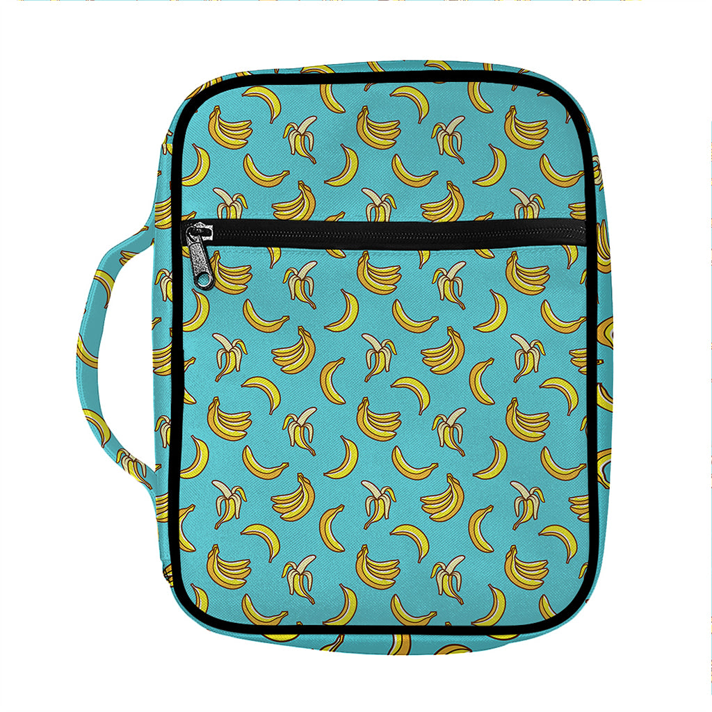 Turquoise Banana Pattern Print Front Pocket Bible Bag