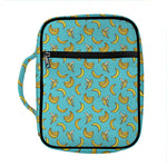 Turquoise Banana Pattern Print Front Pocket Bible Bag