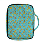 Turquoise Banana Pattern Print Front Pocket Bible Bag