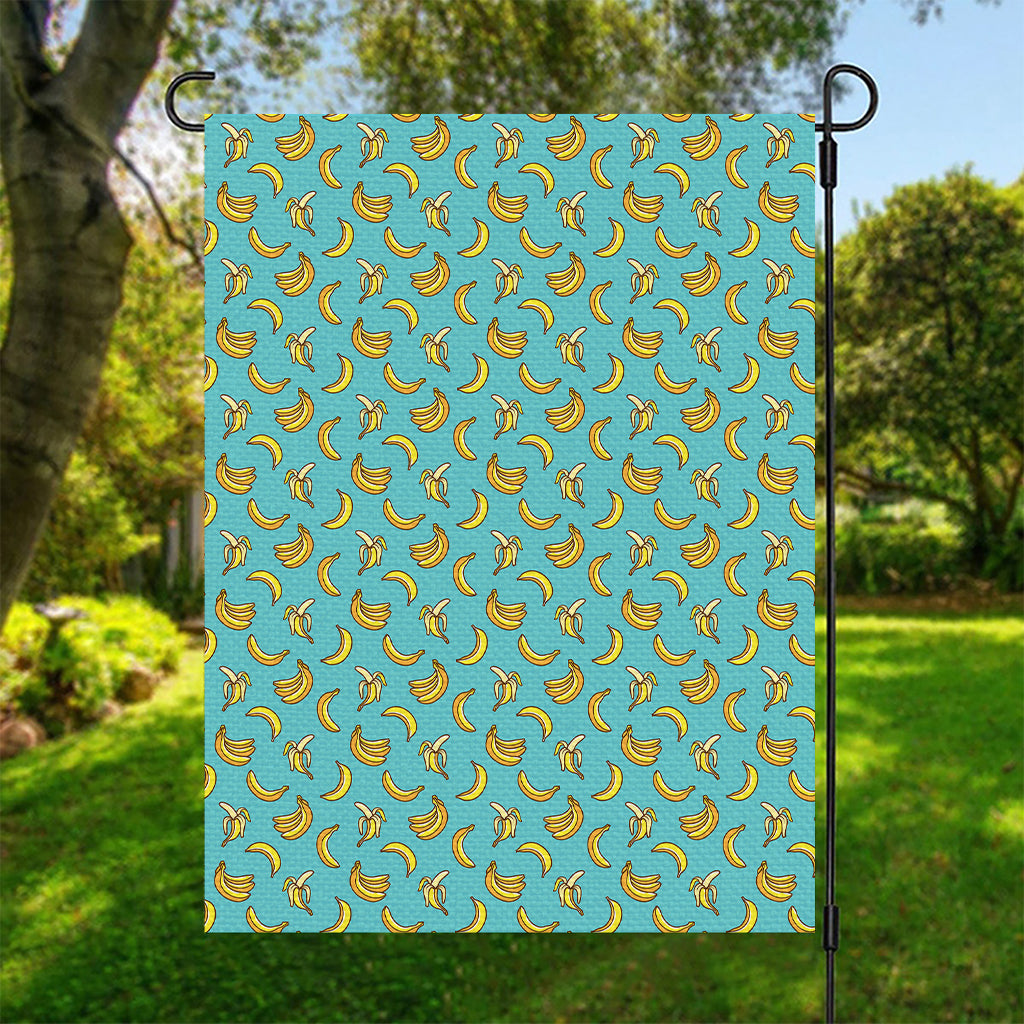 Turquoise Banana Pattern Print Garden Flag