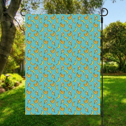 Turquoise Banana Pattern Print Garden Flag