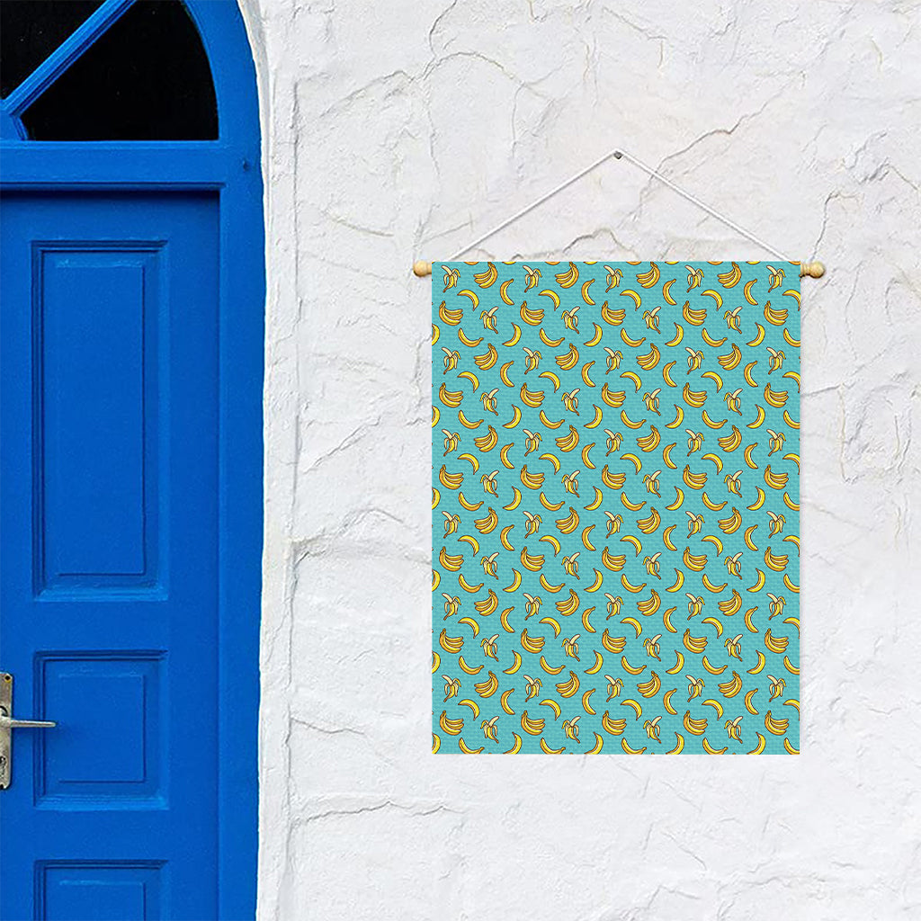 Turquoise Banana Pattern Print Garden Flag