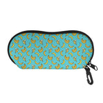 Turquoise Banana Pattern Print Glasses Case