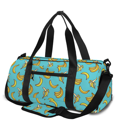 Turquoise Banana Pattern Print Gym Bag