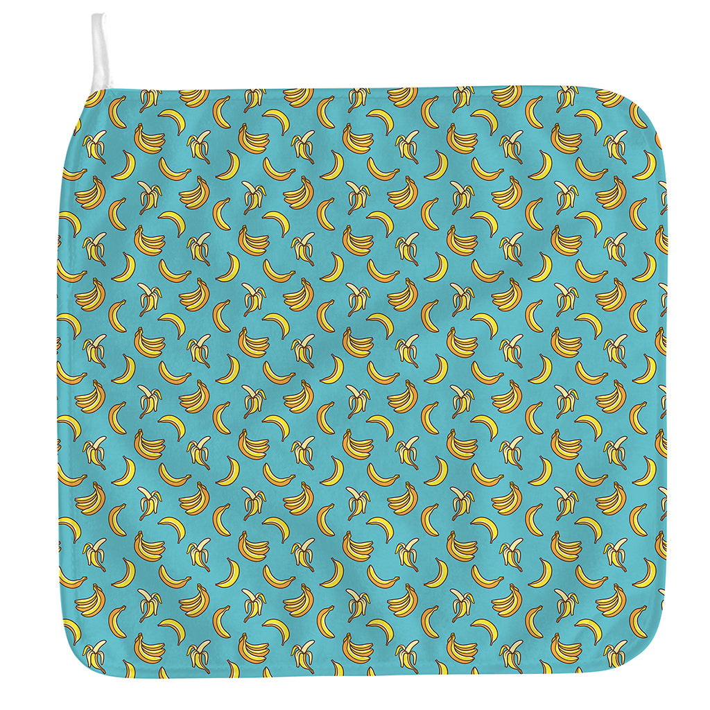 Turquoise Banana Pattern Print Hand Towel