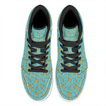 Turquoise Banana Pattern Print High Top Leather Sneakers