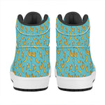 Turquoise Banana Pattern Print High Top Leather Sneakers