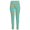 Turquoise Banana Pattern Print High-Waisted Pocket Leggings